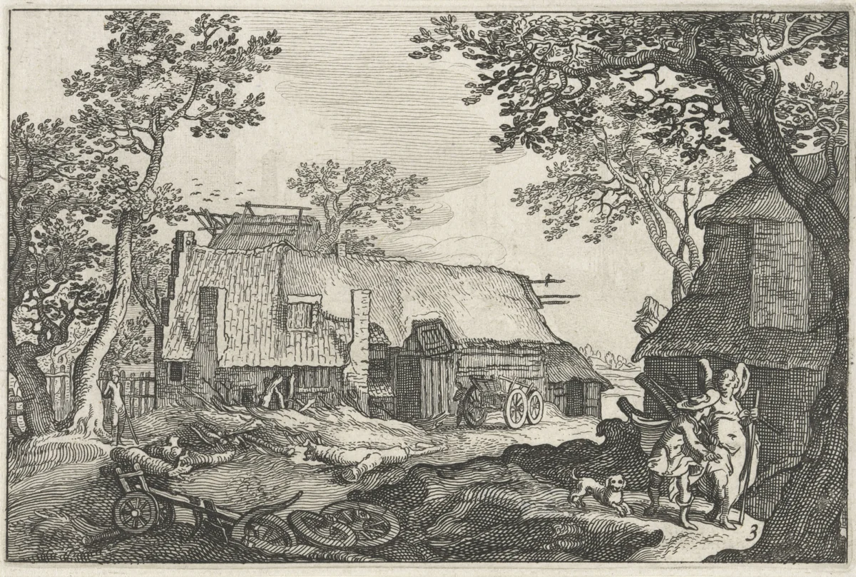 Tobias en de engel by Claes Jansz Visscher, print, 1620