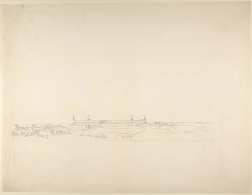 Landscape with a Large Building by Franz von Hauslab, drawing, 1818-1883