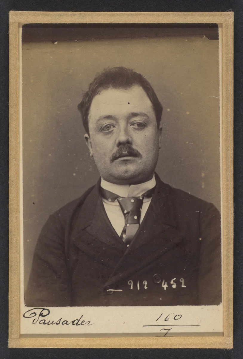 Pausader. Jean, Ernest. 27 ans, né le 28/7/66 à Paris Xe. Publiciste. Anarchiste. 2/1/94. by Alphonse Bertillon, photograph, 1894