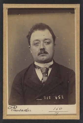 Pausader. Jean, Ernest. 27 ans, né le 28/7/66 à Paris Xe. Publiciste. Anarchiste. 2/1/94. by Alphonse Bertillon, photograph, 1894