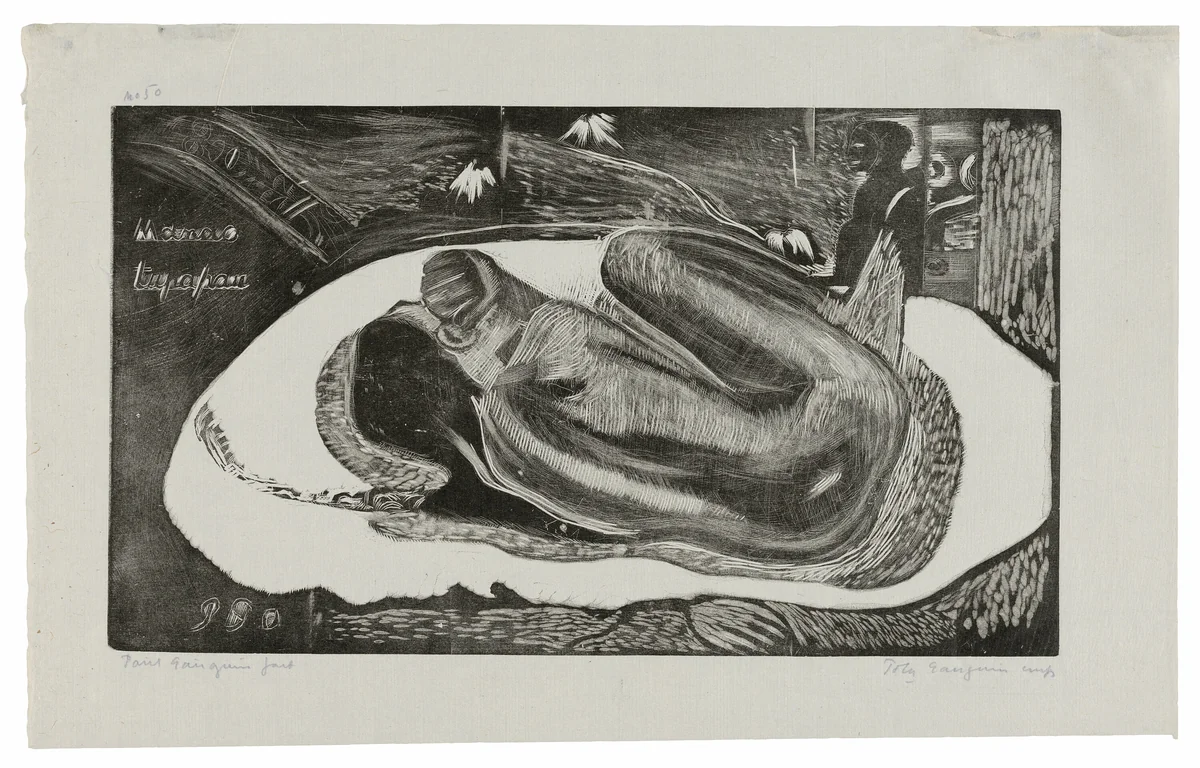 Manao tupapau (She Thinks of the Ghost or The Ghost Thinks of Her), from the Noa Noa Suite by Paul Gauguin, print, 1893-1894