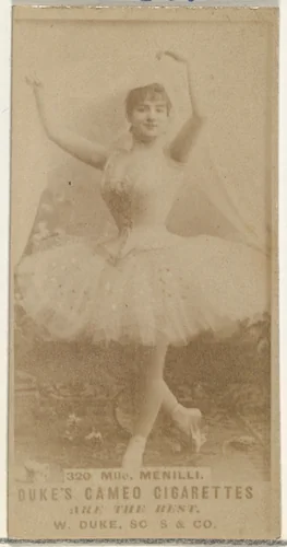 Card Number 320, Mlle. Menilli, from the Actors and Actresses series (N145-5) issued by Duke Sons & Co. to promote Cameo Cigarettes by W. Duke, Sons & Co., photograph, 1880-1889
