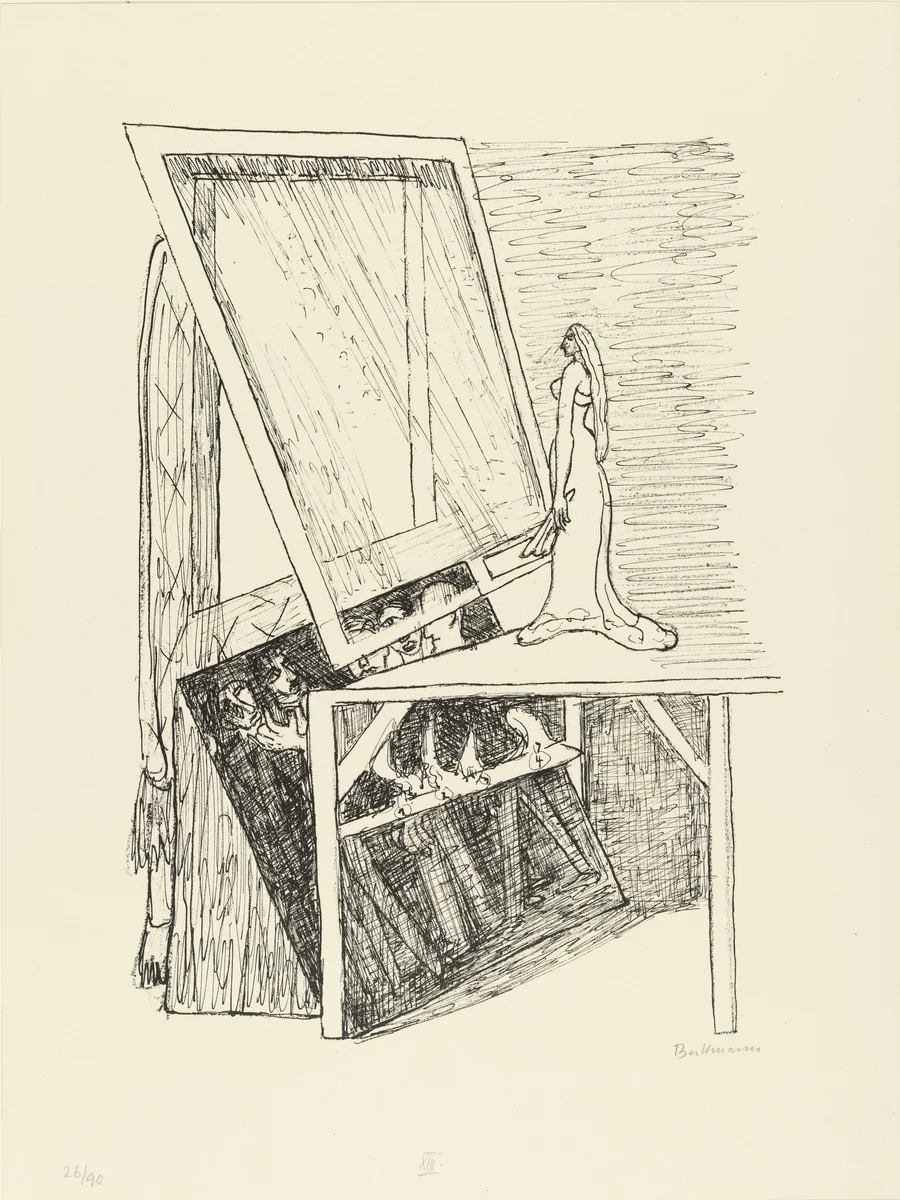 Magic Mirror (Zauberspiegel) from Day and Dream by Max Beckmann, print, 1946