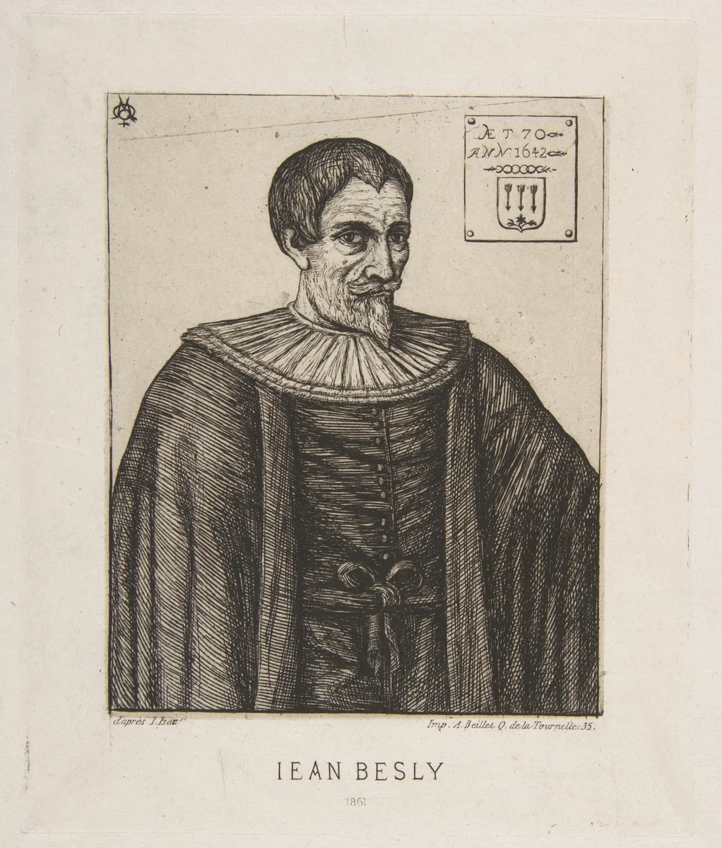 The historian John Besly, after Jaspar Isaac by Charles Meryon, print, 1861