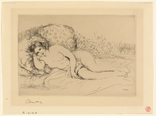 Woman Reclining, to the Left by Pierre-Auguste Renoir, print, 1901-1911