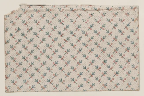 Sheet with overall floral and dot pattern by anonymous, print, 1800-1900