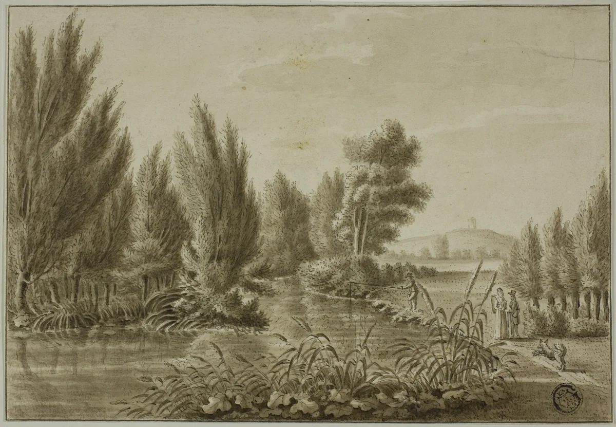 View Over the Leine near Gottingan Toward Rosdorf Warte by Unknown Artist, drawing, 1700-1799