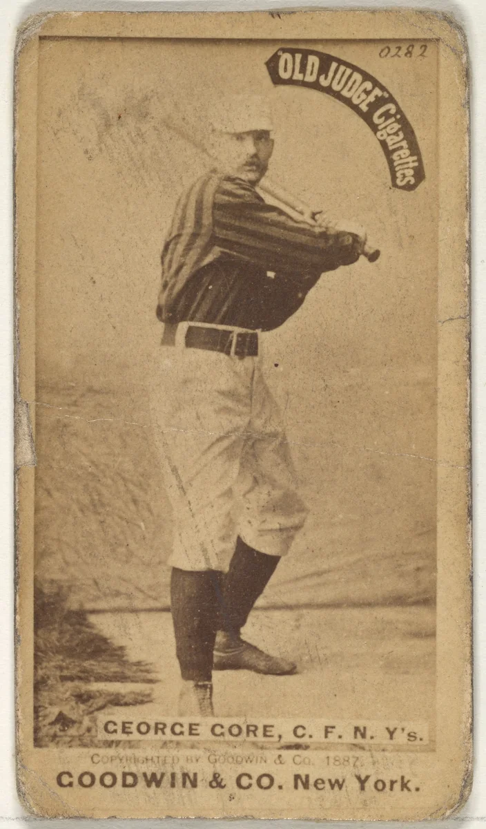George F. "Piano Legs" Gore, Center Field, New York, from the Old Judge series (N172) for Old Judge Cigarettes by Goodwin & Company, photograph, 1887