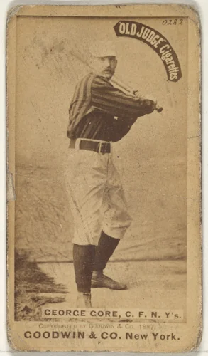 George F. "Piano Legs" Gore, Center Field, New York, from the Old Judge series (N172) for Old Judge Cigarettes by Goodwin & Company, photograph, 1887