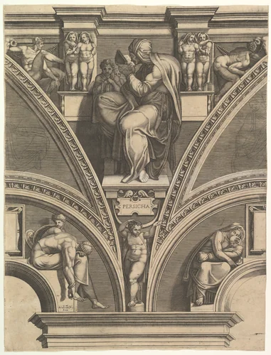 The Persian Sibyl, from "Prophets and Sibyls in the Sistine Chapel" by Giorgio Ghisi, print, 1570-1575
