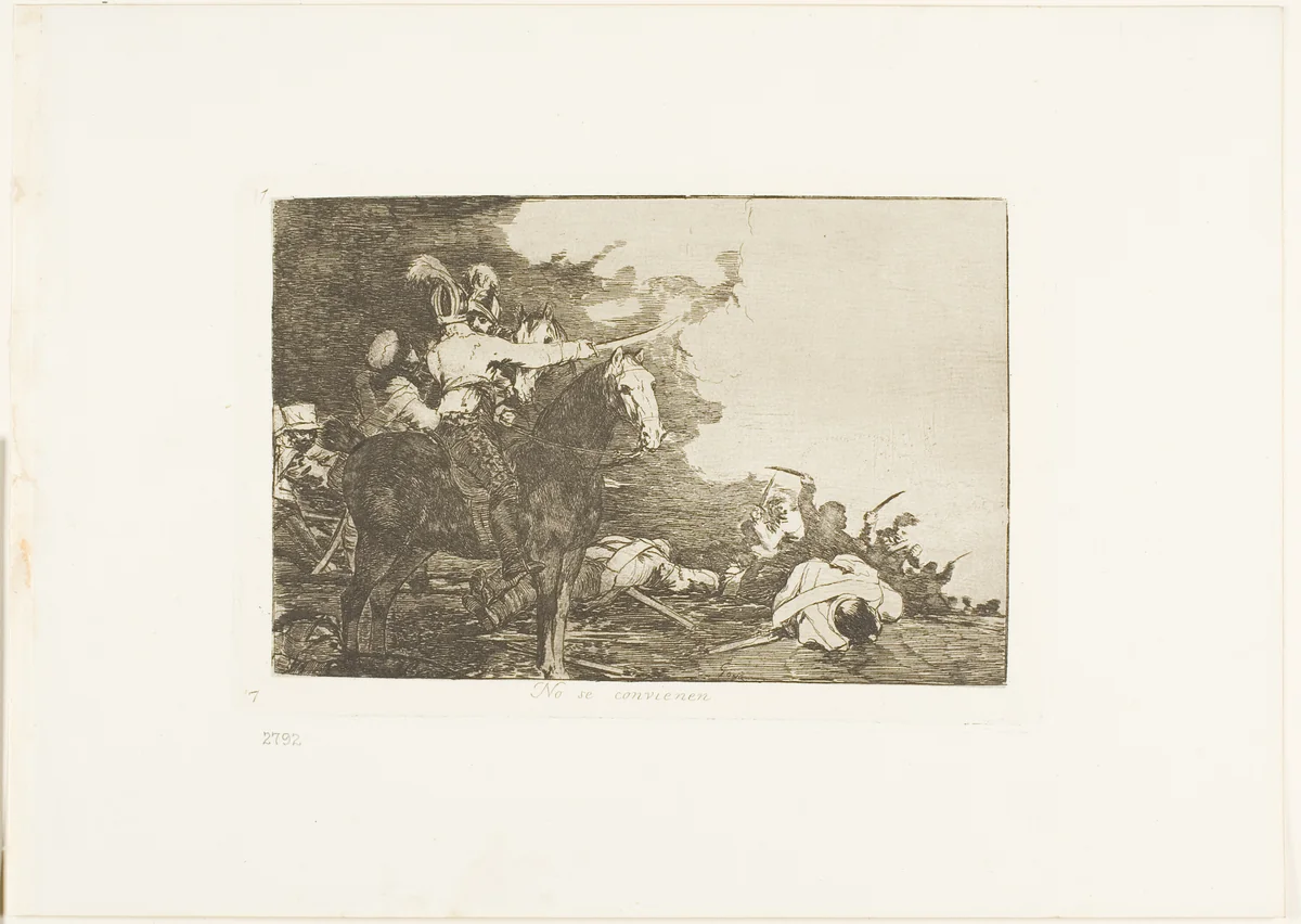 They Do Not Agree, plate 17 from The Disasters of War by Francisco José de Goya, print, 1810-1812