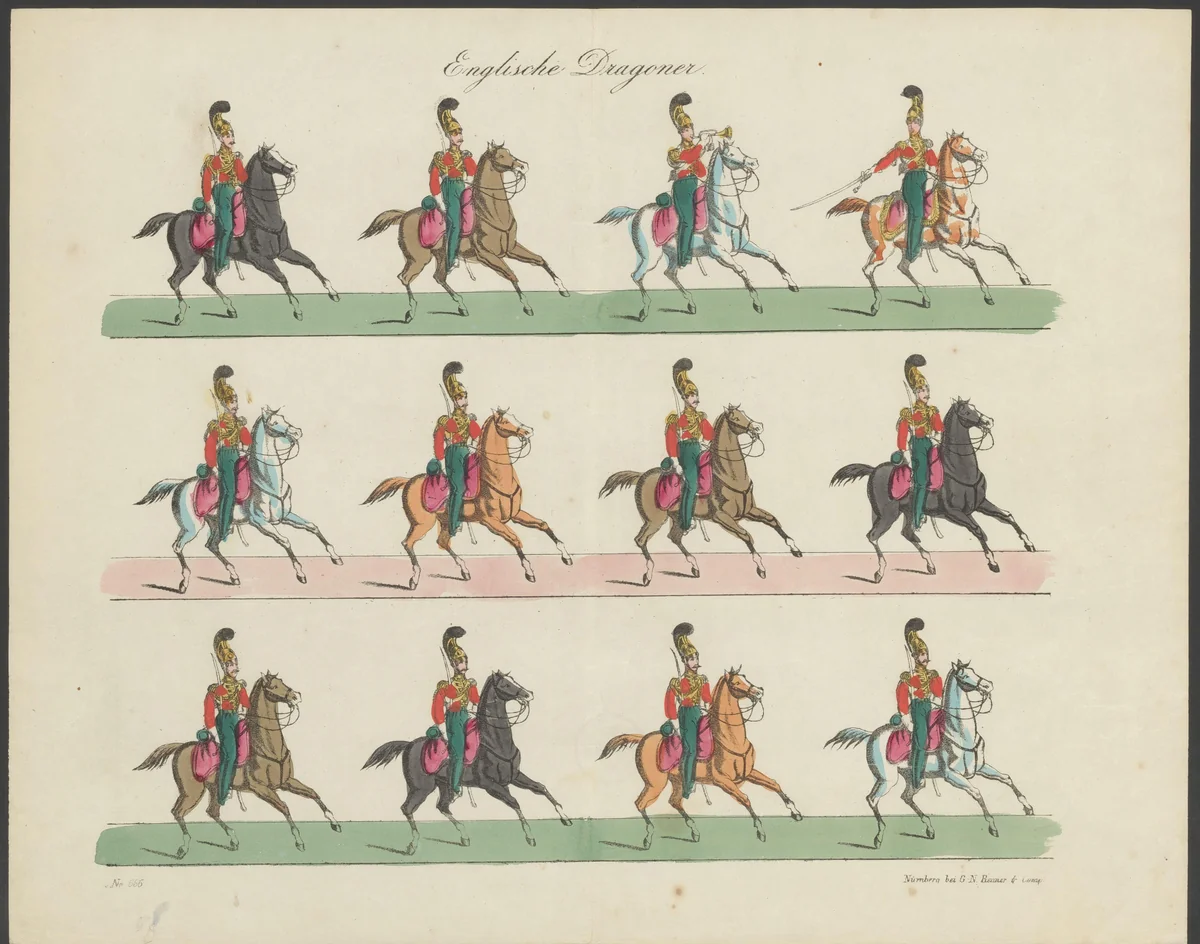 Engelse dragonder by anonymous, print, 1837-1868