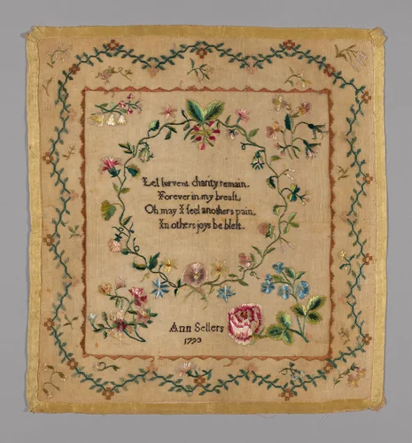 Sampler by Ann Sellers, textile, 1793