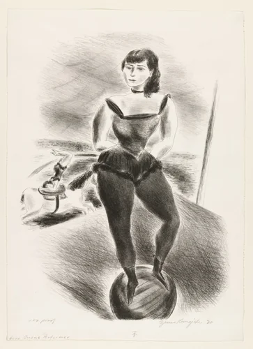 Circus Performer Balanced on a Ball - (Circus Ball Rider) by Yasuo Kuniyoshi, print, 1930