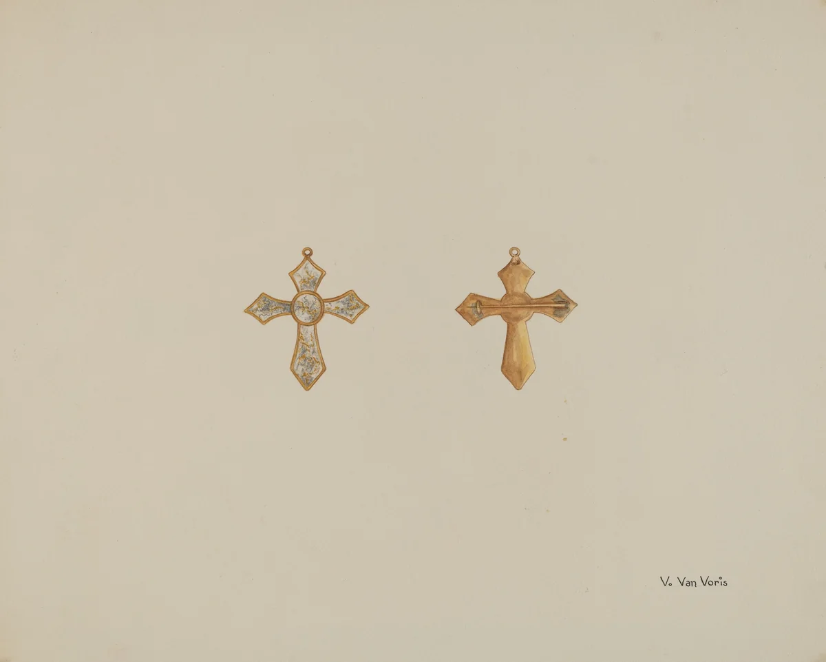 Cross-shaped Pin by Vera Van Voris, index of american design, 1937