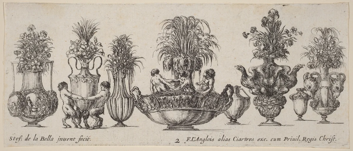 Fantastic Vases by Stefano della Bella, print, 1646