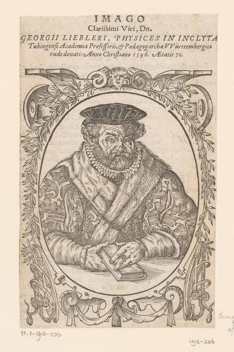 Portret van Georg Liebler by Jakob Lederlein, print, 1596