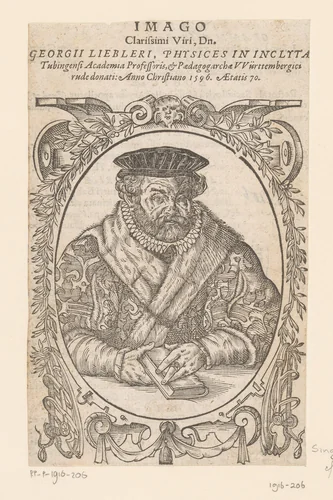 Portret van Georg Liebler by Jakob Lederlein, print, 1596