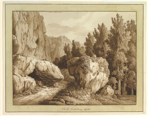 A Rocky Landscape at Civita Castellana by Jacob Philipp Hackert, drawing, 1776