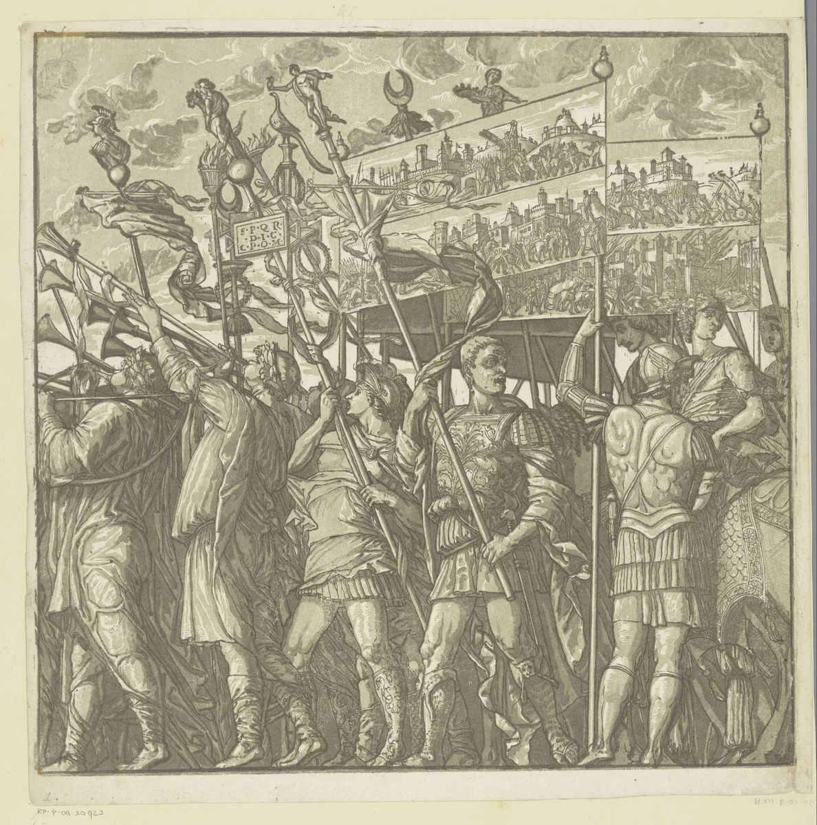 Triomftocht van Julius Caesar by Andrea Andreani, print, 1599