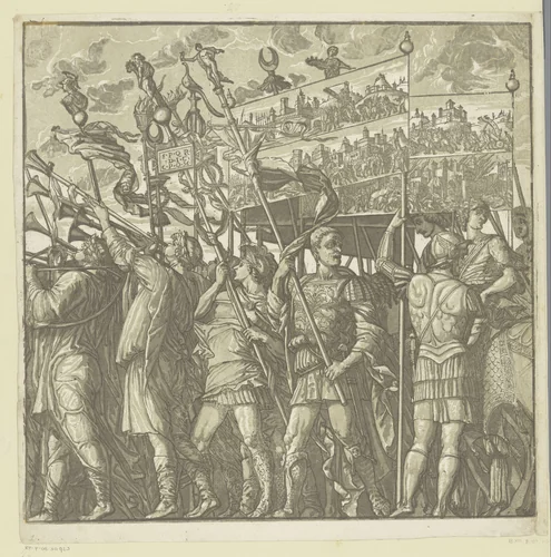 Triomftocht van Julius Caesar by Andrea Andreani, print, 1599