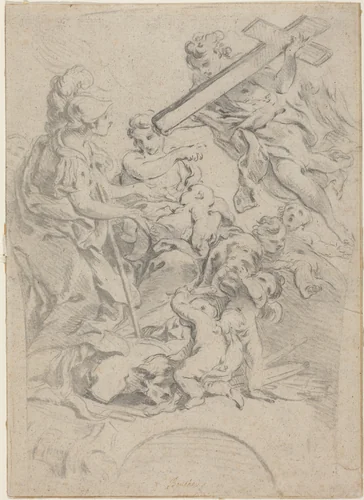 Faith and Charity by François Boucher; Giovanni Battista Gaulli, drawing, 1728-1731