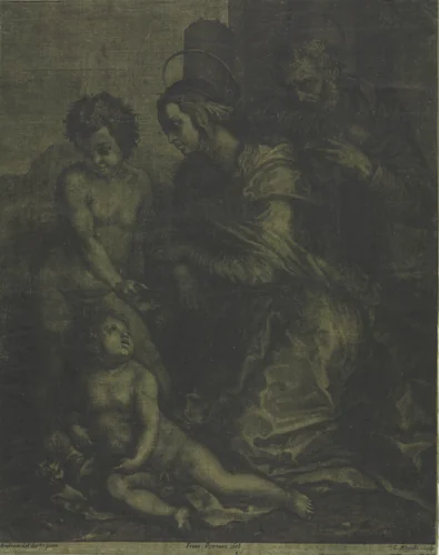 The Holy Family with Saint John by Cosimo Mogalli, print, 1710-1715