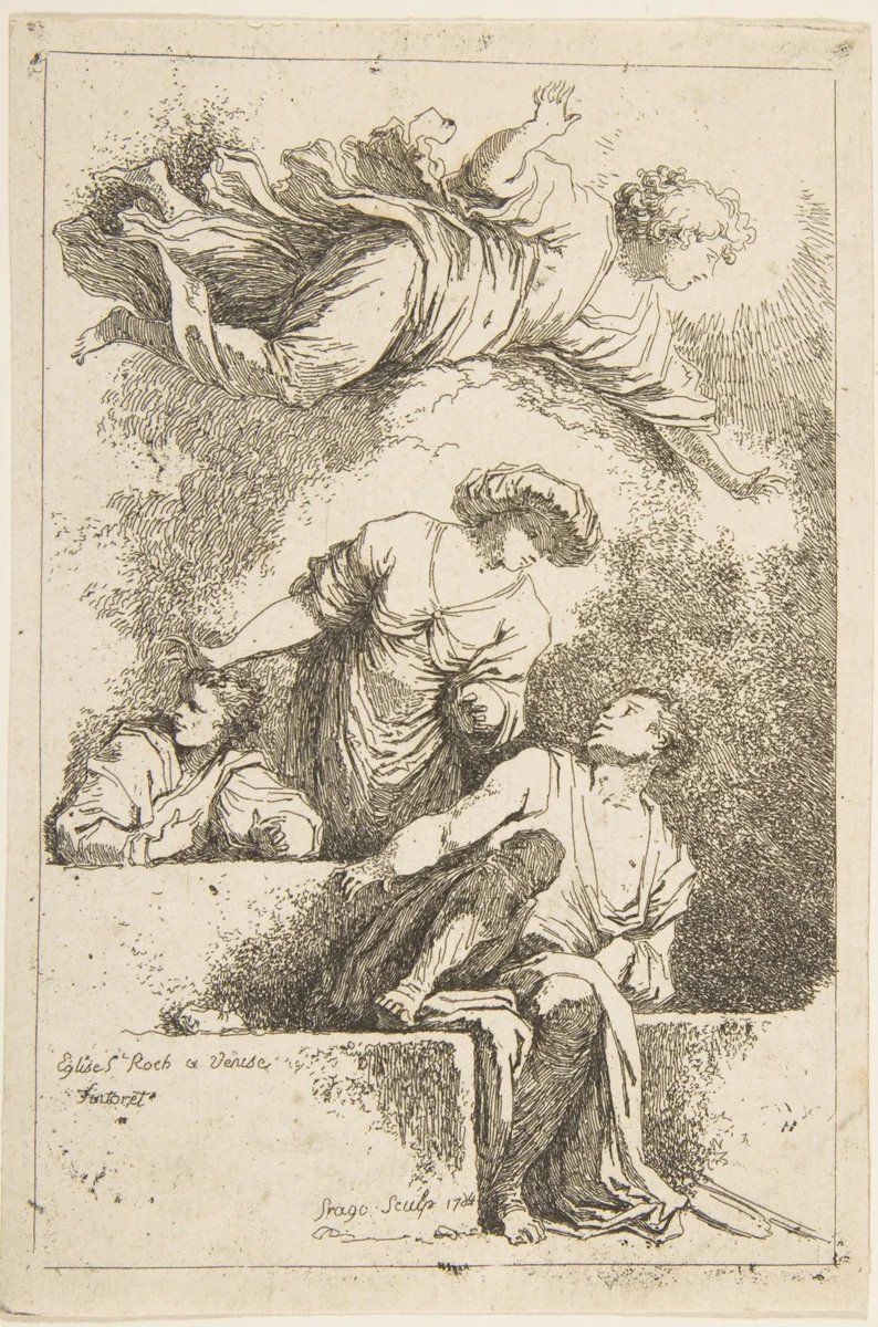 The Disciples at the Tomb by Jean Honoré Fragonard, print, 1764