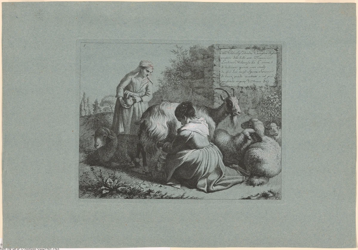 Plate 1, from The Set of 12 Pastorals Scenes by Francesco Londonio, print, 1762-1763