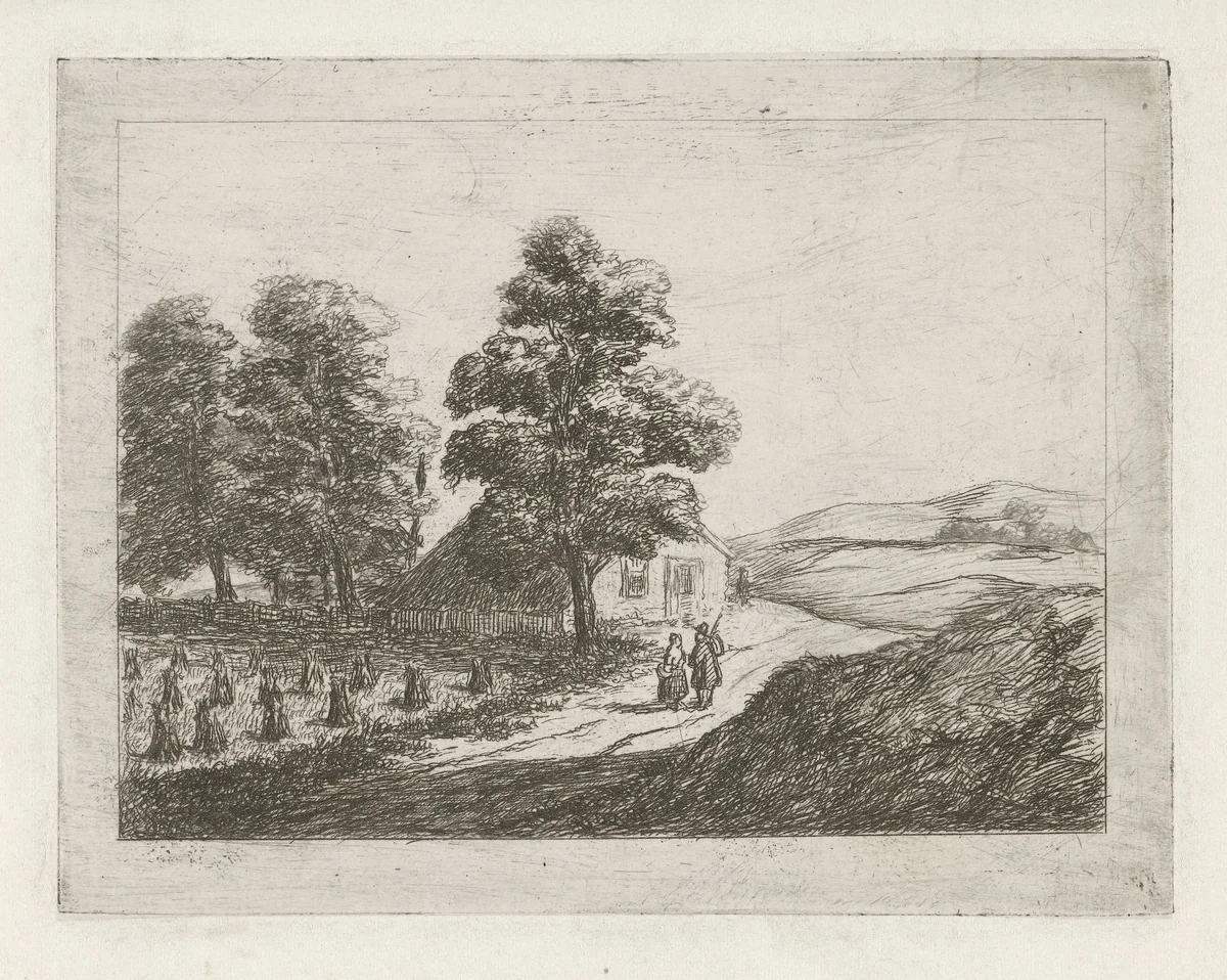 Heuvelachtig landschap by David van der Kellen, print, 1814-1859