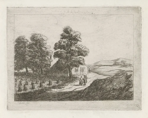 Heuvelachtig landschap by David van der Kellen, print, 1814-1859