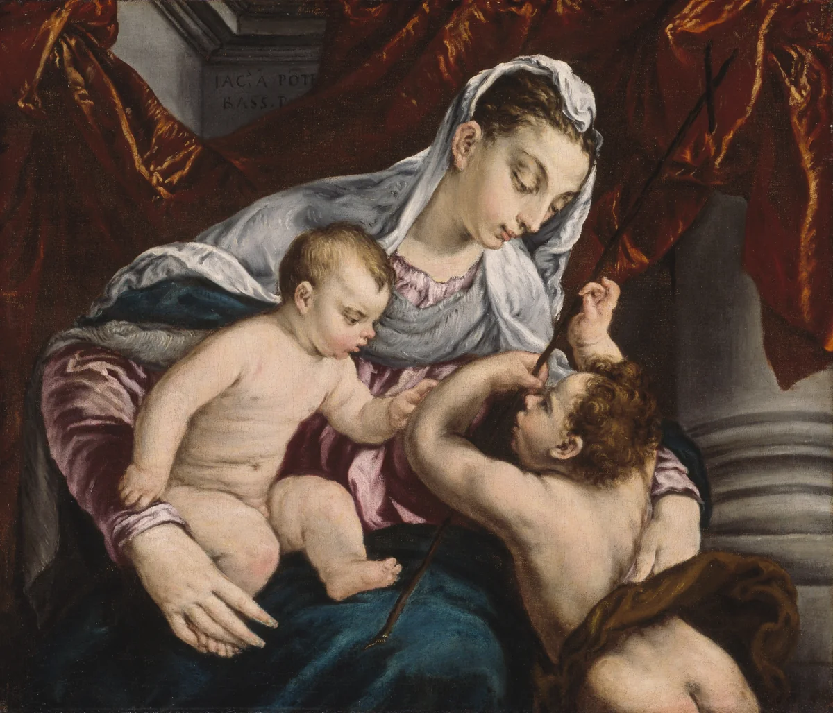 Virgin and Child with the Young Saint John the Baptist by Jacopo Bassano, painting, 1555-1565