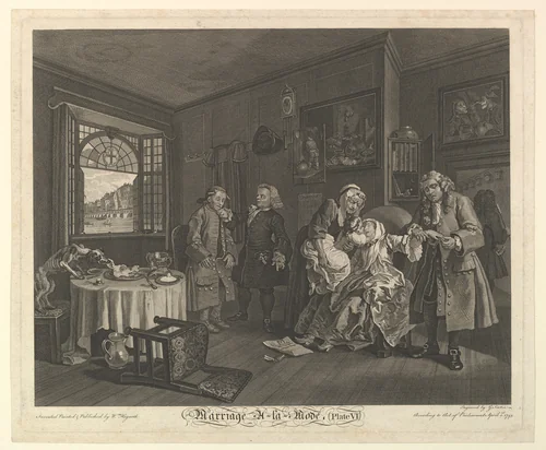 Marriage A-la-Mode, Plate VI by Simon Ravenet, print, 1745