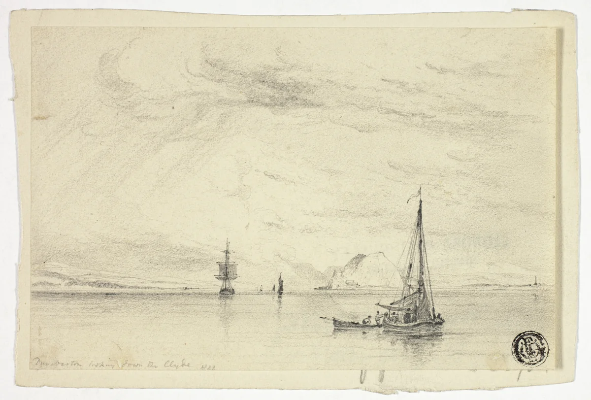 Dunbarton Looking from the Clyde by Anthony Vandyke Copley Fielding, drawing, 1807-1855