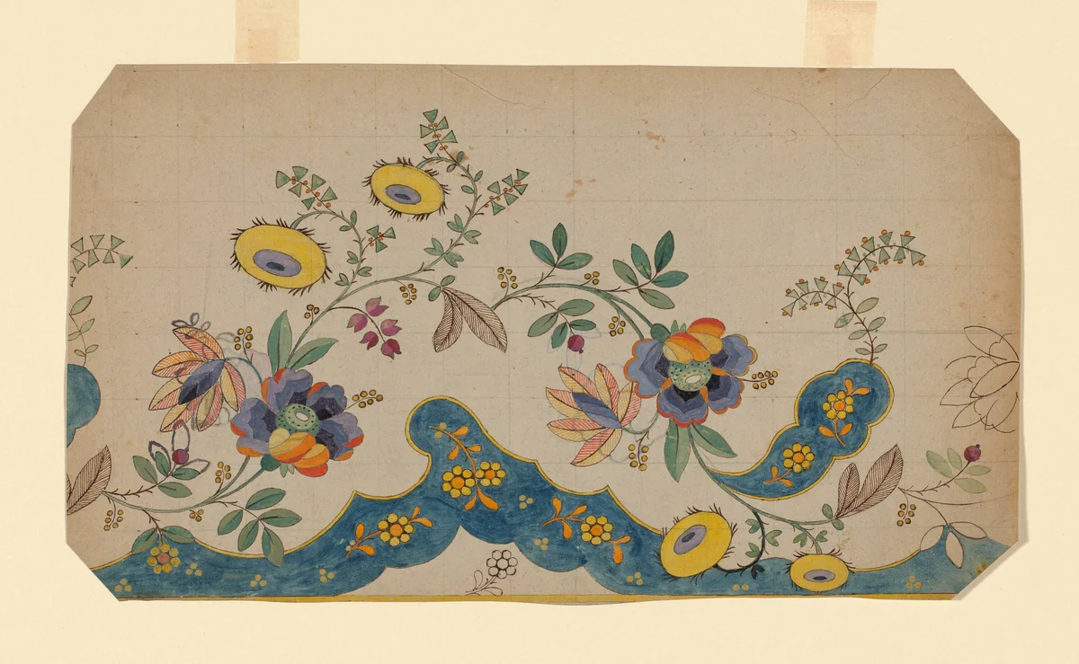 Design for a Woven, Printed or Embroidered Border by France, textile, 1701-1900
