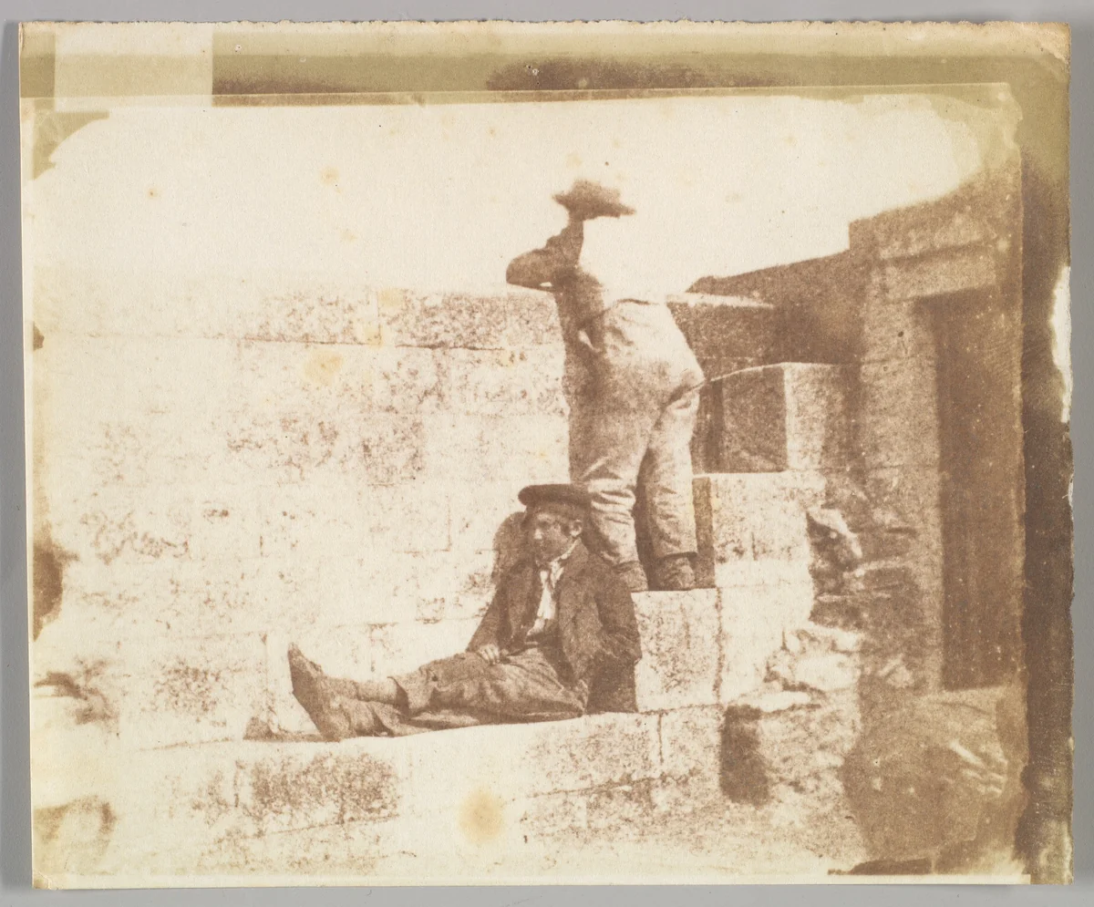 Two Young Men Resting on a Pier by Calvert Richard Jones, photograph, 1845-1849