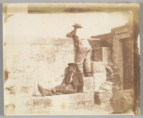 Two Young Men Resting on a Pier by Calvert Richard Jones, photograph, 1845-1849