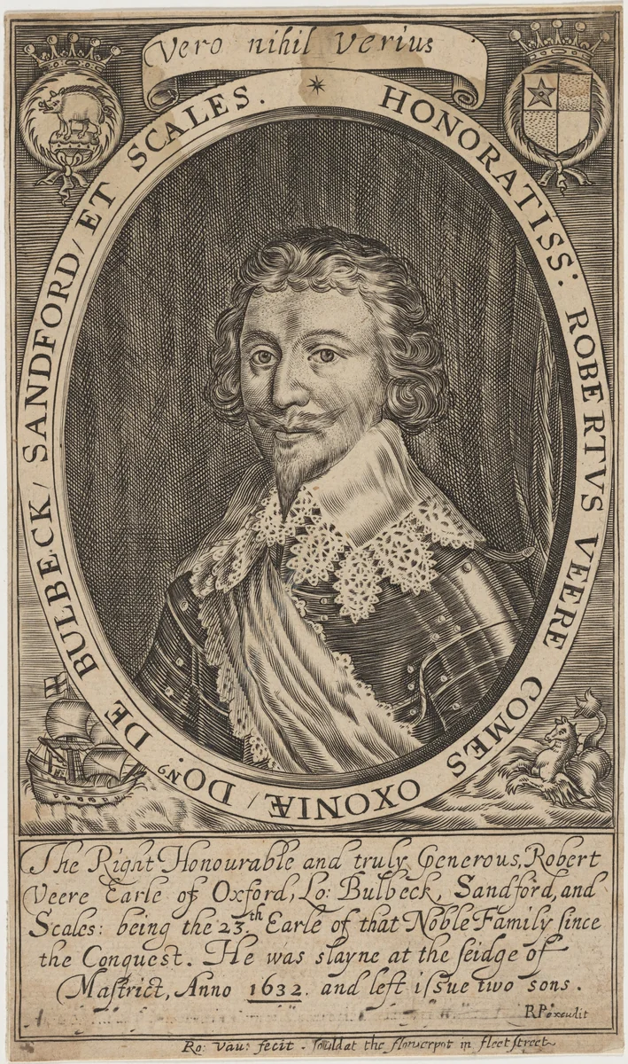 Robert de Vere, Earl of Oxford by Robert Vaughan, print, 1598-1682