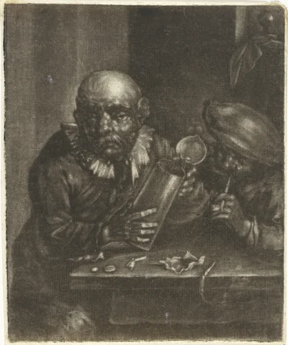 Man met een bierkan en een roker by Marcellus Laroon, print, 1663-1702