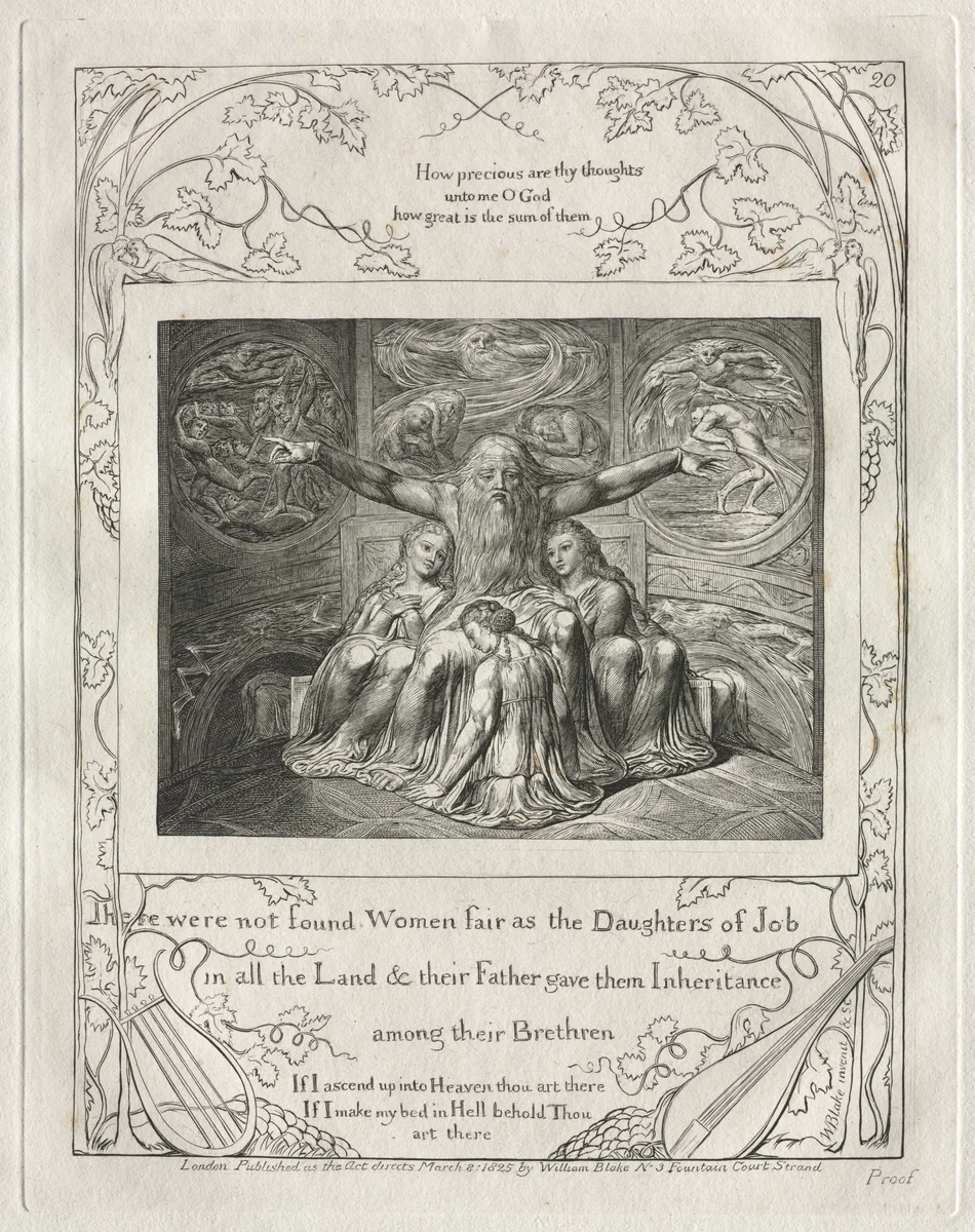 The Book of Job: Pl. 20, There were not found Women fair as the Daughters of Job / in all the Land by William Blake, other, 1825