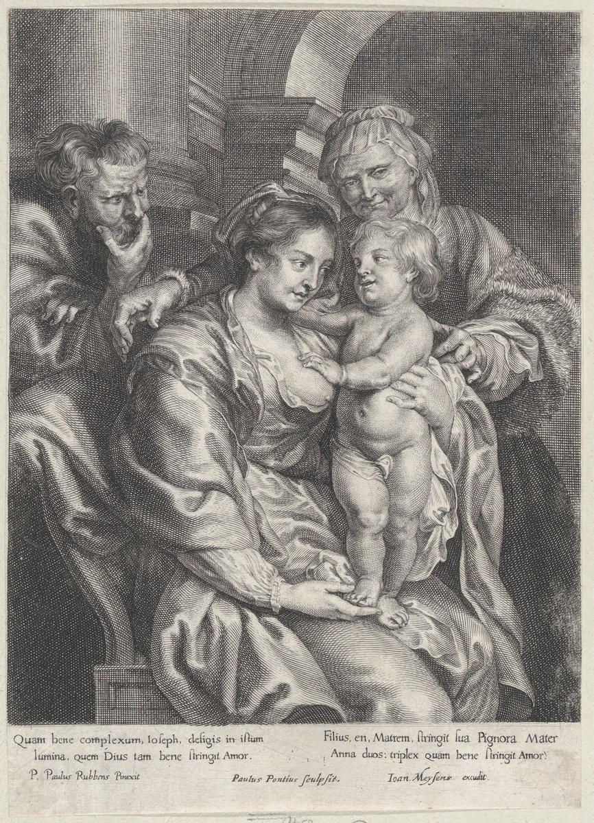Holy Family with Saint Anne by Paulus Pontius, print, 1615-1670