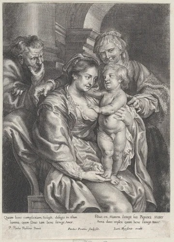 Holy Family with Saint Anne by Paulus Pontius, print, 1615-1670