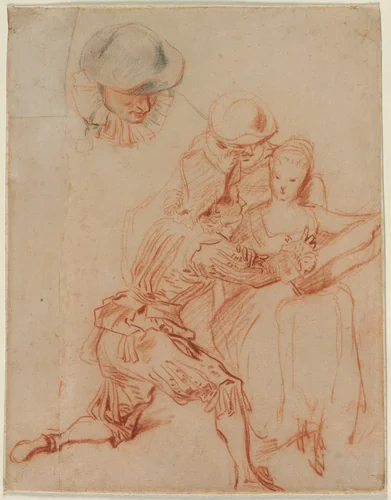 Study for "The Romancer" (Le Conteur) by Jean-Antoine Watteau, drawing, 1711-1721