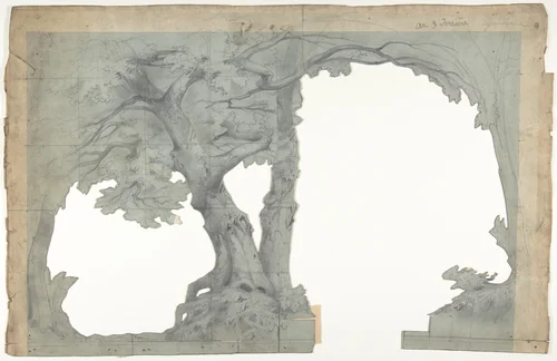 Design for a Stage Set at the Opéra, Paris by Eugène Cicéri, drawing, 1825-1890