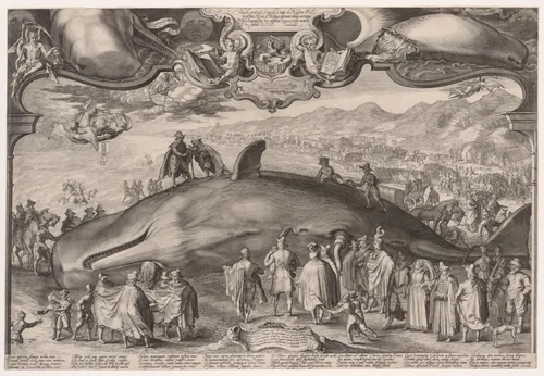 Beached Whale at Wijk aan Zee by Jan Saenredam, print, 1602