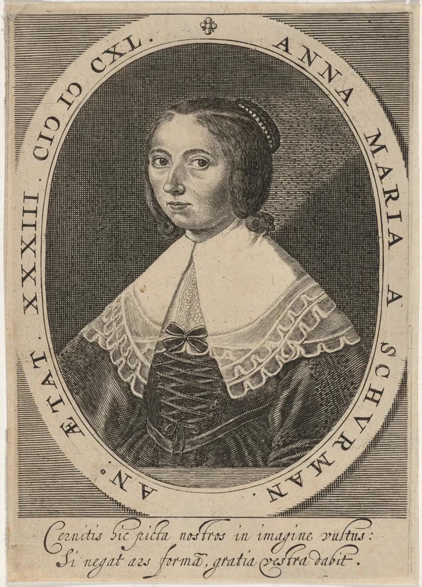 Anna Maria van Schurman by Anna Maria van Schurman, print, 1640