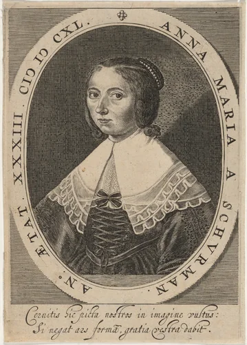 Anna Maria van Schurman by Anna Maria van Schurman, print, 1640