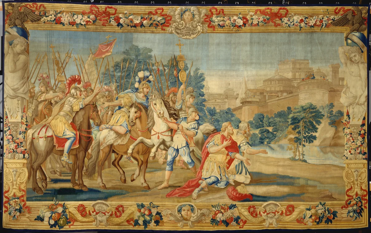 The Crusaders Reach Jerusalem (from a set of Scenes from Gerusalemme Liberata) by Domenico Paradisi, textile, 1684-1739