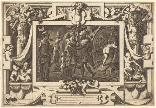 Medea Embarks with Jason by René Boyvin; Leonard Thiry, print, 1563