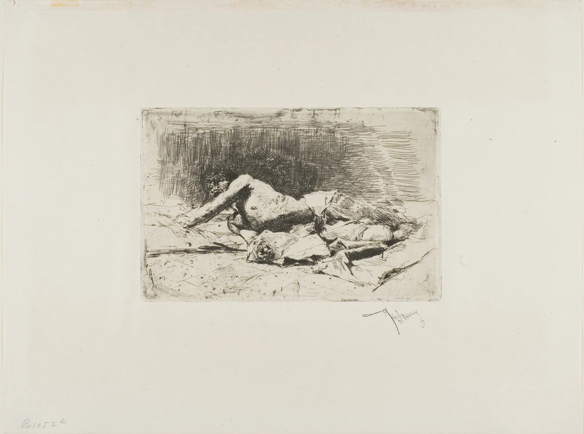 Man Rolling by Mariano Fortuny, print, 1858-1874